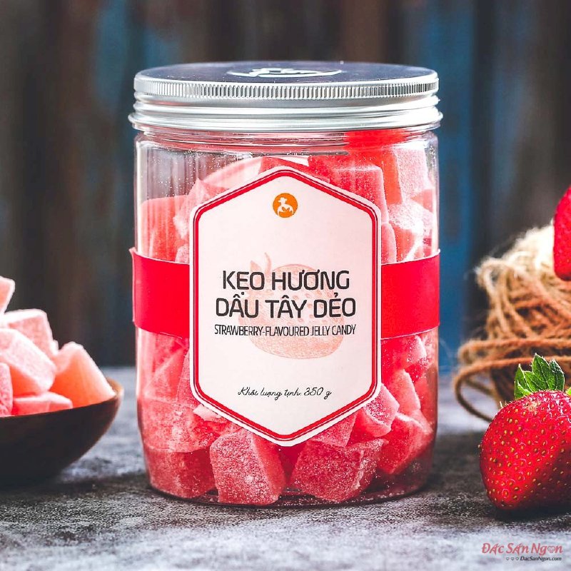 Kẹo Hương Dâu Tây Dẻo Langfarm 350g, Đặc Sản Đà Lạt, Mẫu Nắp Nhôm - MSN181600