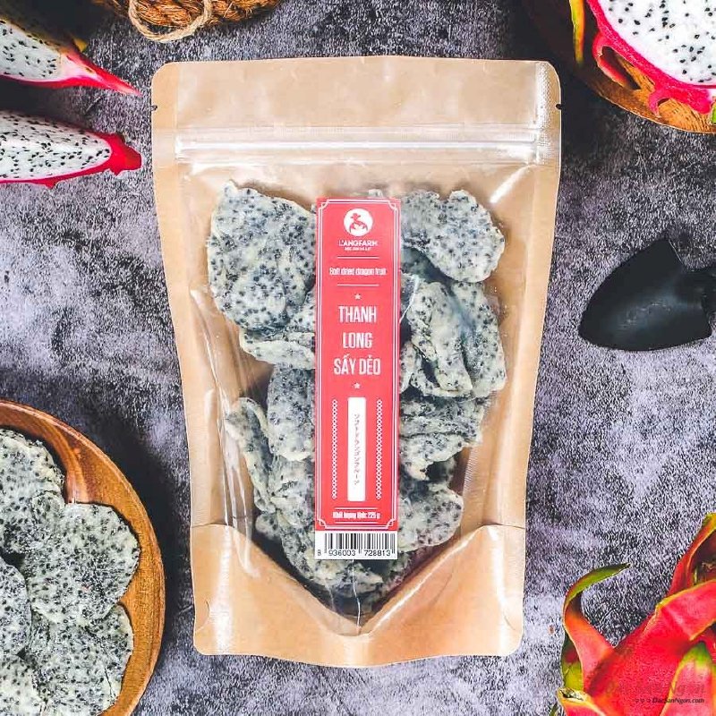 Thanh Long Sấy Dẻo Langfarm 225g, Đặc Sản Đà Lạt, Mẫu Kraft - MSN181583