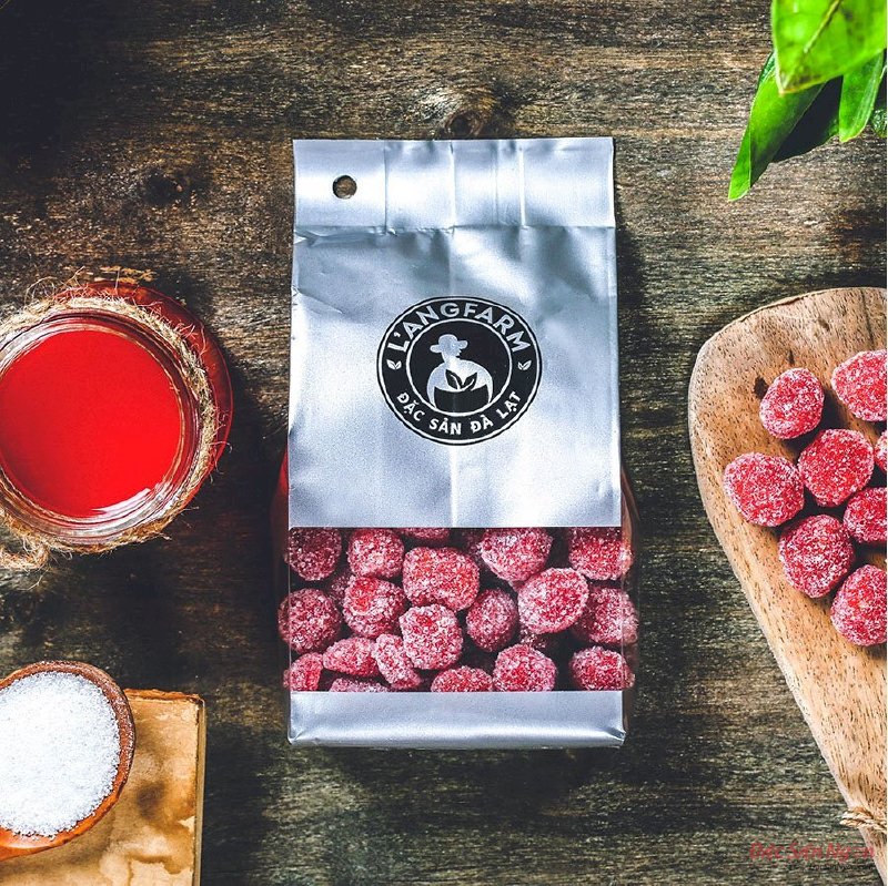 Kẹo Hương Dâu Tây Langfarm 180g, Đặc Sản Đà Lạt, Mẫu Bịch Bạc - MSN181568